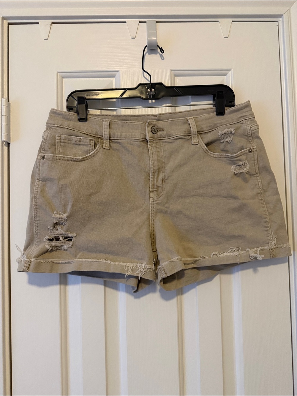 Old Navy Beige Distressed Boyfriend Denim Shorts